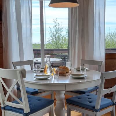 Open kitchen with dining table